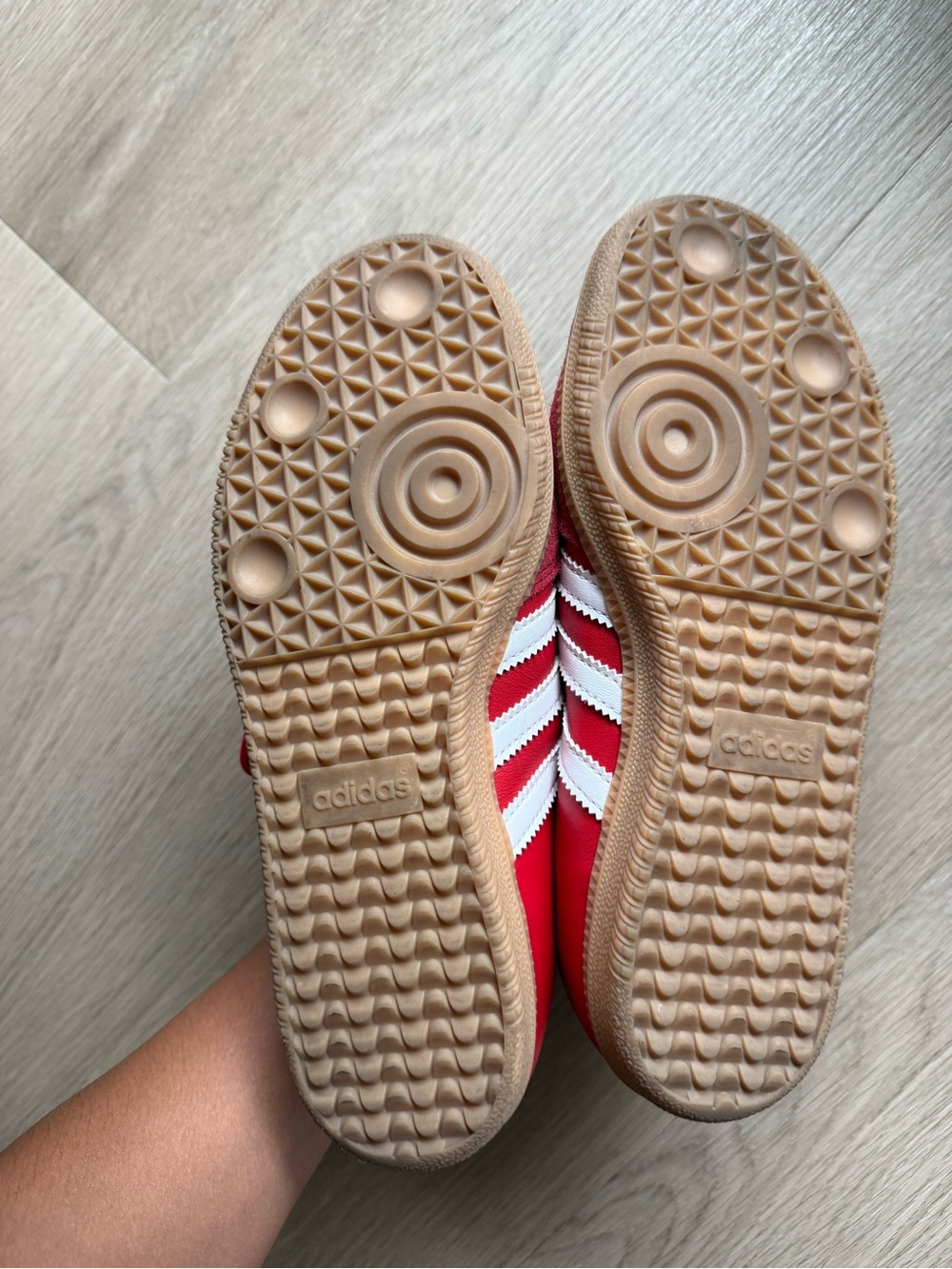 adidas Red Mary Jane Sneakers with White Stripes - Picture 3 of 3